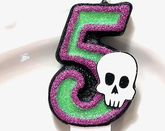 Glitter Skull Birthday Candle, First Birthday Cake Topper