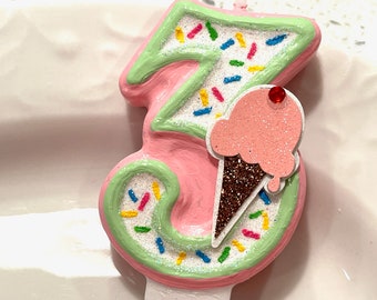 BIRTHDAY CANDLE, Ice cream party, first birthday, pink, blue, cake topper, i am one, candle, ice cream cone, summer birthday, sprinkles