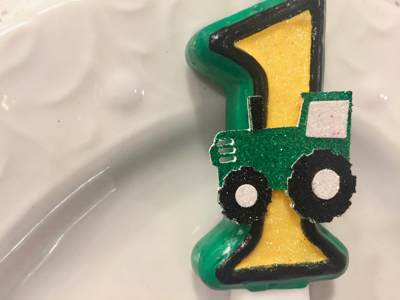 BIRTHDAY CANDLE First Birthday John Deere Inspired Tractor Etsy Norway