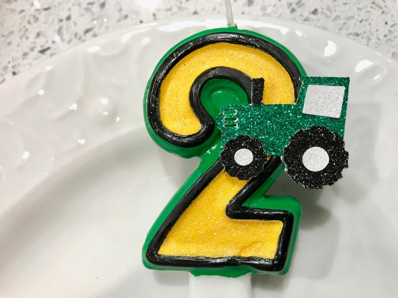 BIRTHDAY CANDLE First Birthday John Deere Inspired Tractor Etsy Norway