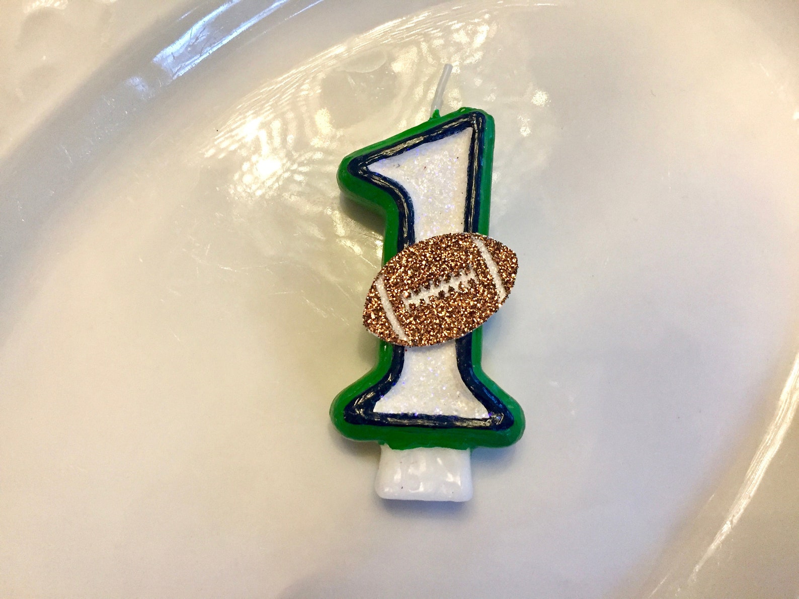 BIRTHDAY CANDLE First Birthday Football Cake Topper I Am Etsy