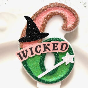Hand-Painted Witch Princess Birthday Candle with Glitter Hat & Wand Changed for Good