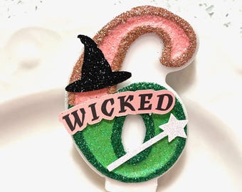Hand-Painted Witch Princess Birthday Candle with Glitter Hat & Wand Changed for Good