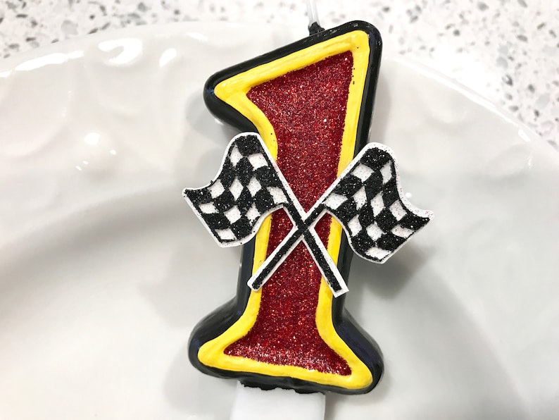 BIRTHDAY CANDLE racecar birthday first birthday racing i am one Cars Movie inspired Lightning McQueen inspired cars cake topper