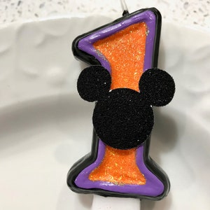 BIRTHDAY CANDLE, Halloween Mickey, first birthday, orange, cake topper, i am one, candle, baby, fall, halloween, little pumpkin, Mickey