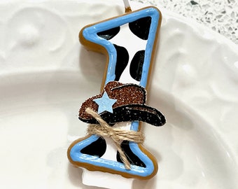 BIRTHDAY CANDLE, first birthday, horseshoe, cake topper, i am one, cowgirl, western party, smash cake photo prop, birthday, cowboy hat