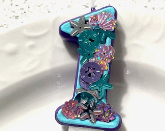 BIRTHDAY CANDLE, first birthday, Mermaid tail, cake topper, i am one,  pink purple teal, smash cake photo prop, birthday