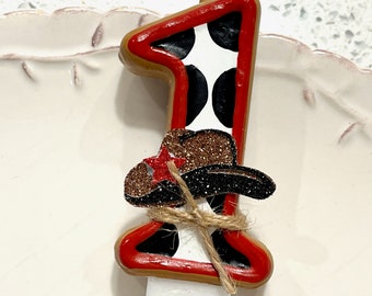 BIRTHDAY CANDLE, first birthday, horseshoe, cake topper, i am one, cowgirl, western party, smash cake photo prop, birthday, cowboy hat