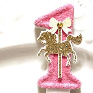 Carousel Birthday Candle, Glitter Number