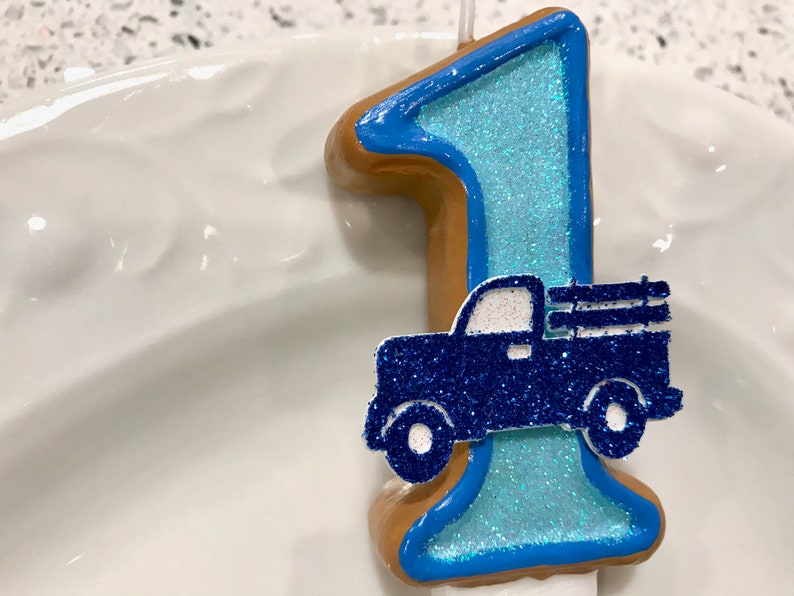 BIRTHDAY CANDLE Little Blue Truck First Birthday Blue | Etsy