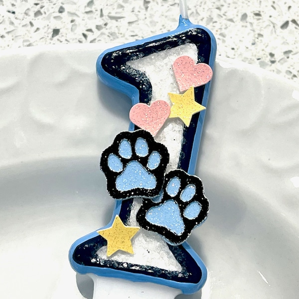 BIRTHDAY CANDLE, Bluey, Bingo, dog birthday, paw, smash cake, photo prop, woof, puppy, first birthday decor, cake topper, Bluey party