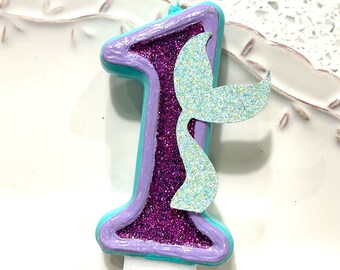 BIRTHDAY CANDLE, first birthday, Mermaid tail, cake topper, i am one,  pink purple teal, smash cake photo prop, birthday