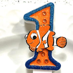 BIRTHDAY CANDLE, Nemo birthday, Finding nemo, fish, ocean, orange fish, Dory