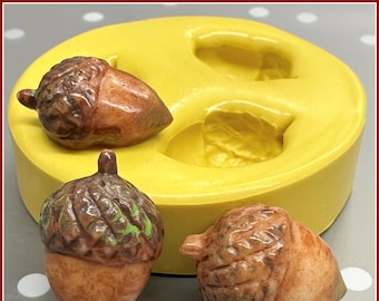 Acorn Molds Autumn Fall Silicone Mold Polymer Clay Soap Cabochon Wax Fondant Moulds