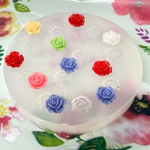 Small Rose Molds Silicone Tiny Rose Mold 10mm Nail Art Flower Resin Cabochon Moulds Fondant Chocolate Polymer Clay Resin