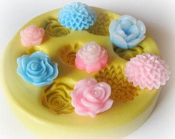 Clay Molds Small Flower Silicone Cabochon Mum Mold Resin Polymer Clay Silicone Flexible Flower Rose Mould