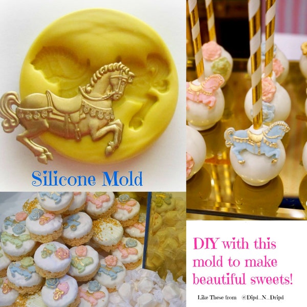 Carousel Horse Mold Mould Resin Clay Fondant Jewelry Charms Flexible Molds