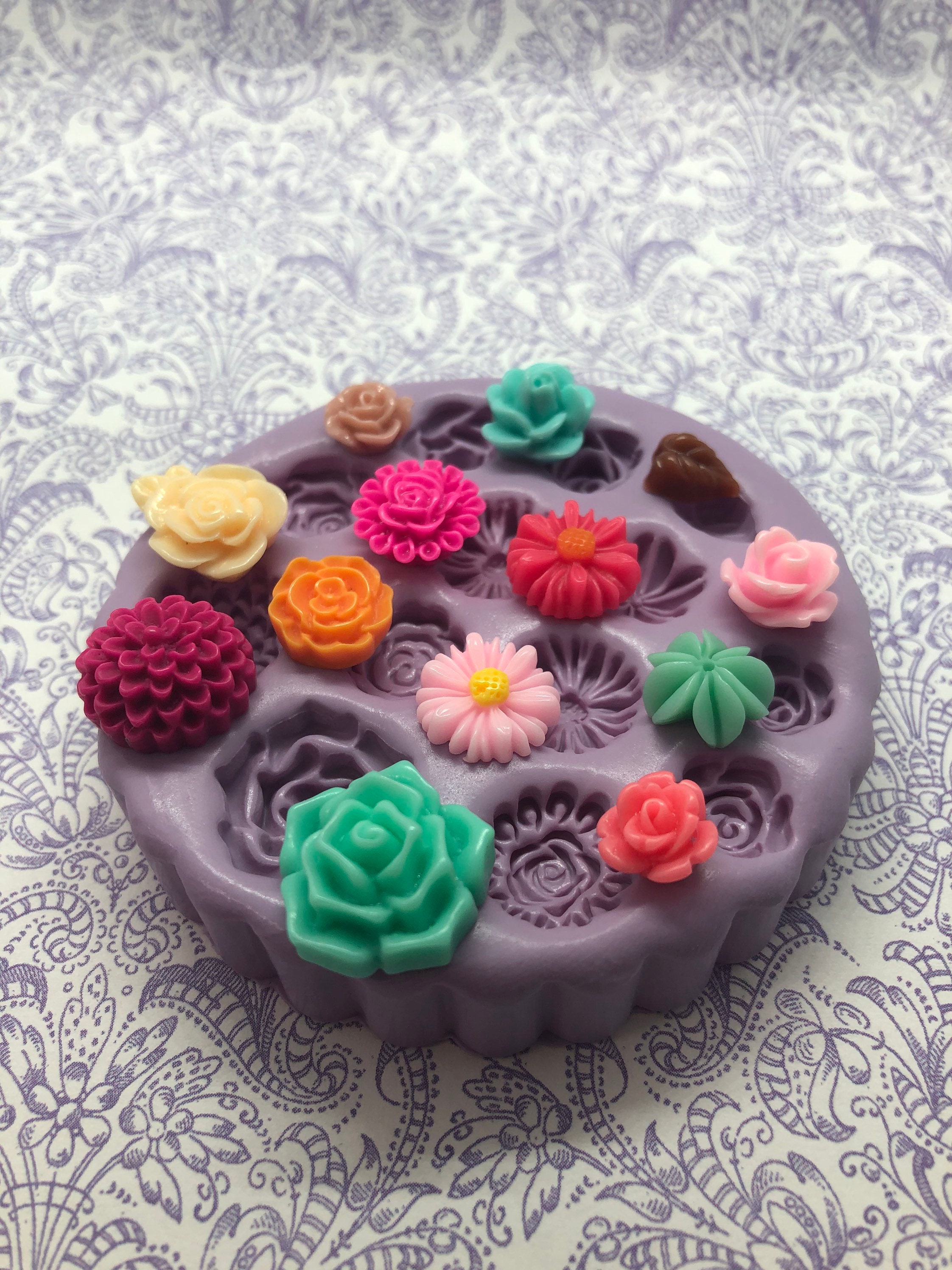 Rose and  leaf food safe silicone mold chocolate polymer clay mold earring mold 