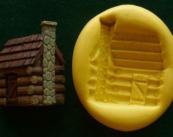 Silicone Log Cabin Mold Baking Fondant Polymer Clay Molds Resin