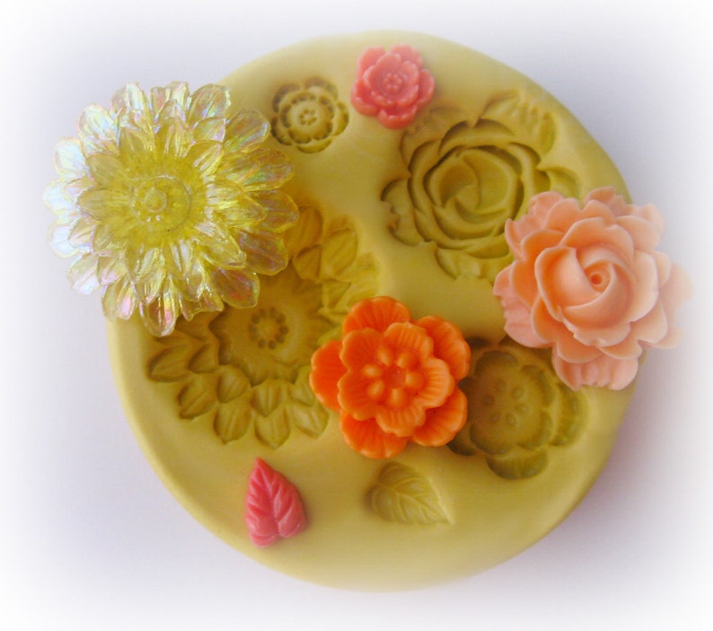 Cabochon Flower Mold Resin Polymer Clay Moulds Etsy