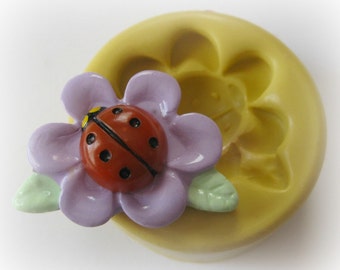Flower Lady Bug Mold Silicone Open Flower Mould Resin Clay Fondant Polymer Clay Mould