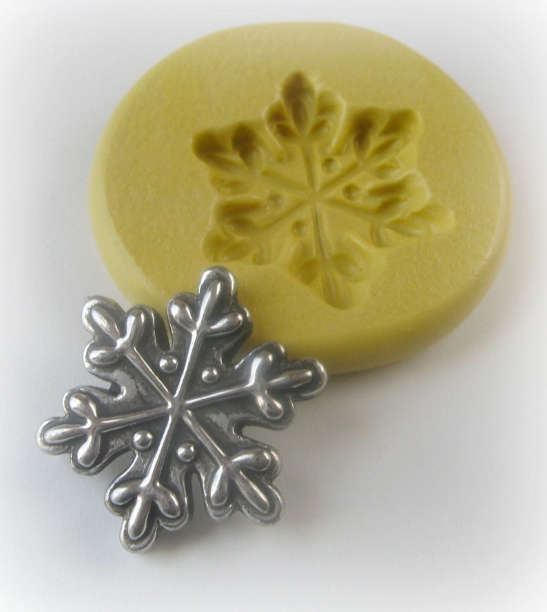 Small Snowflake Mold 1.25" Christmas Clay Charm Fondant Soap Embed Easy Crafts DIY Resin Glass Freeze and Fuse