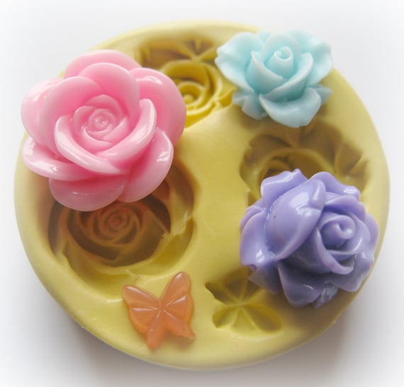 Resin flower mold Butterfly polymer clay fondant flower mold flower molds  rose mold silicone flower mold flower resin mold flower cab mold