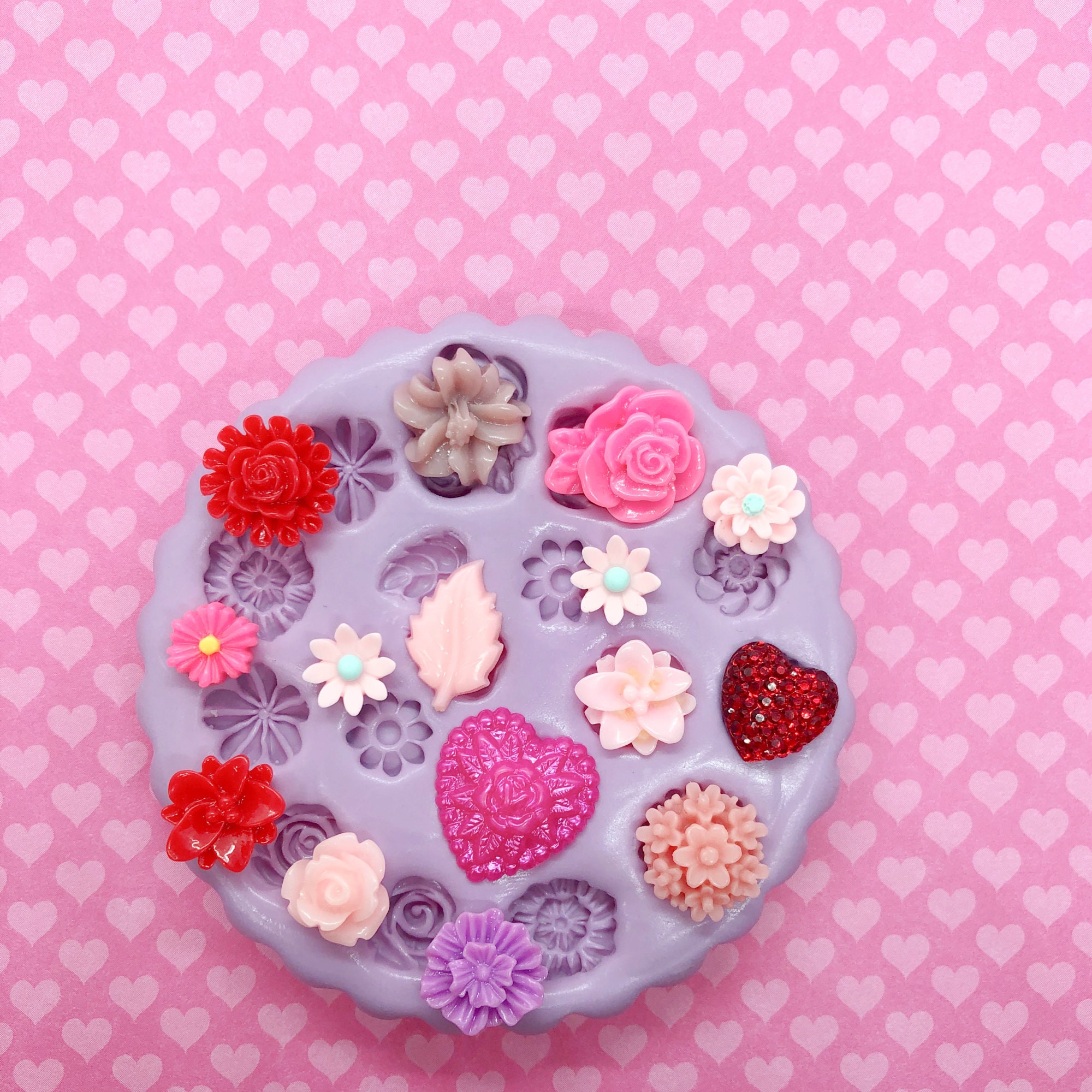 Small Flower Molds Heart Leaf Mold Flower Cabochon Molds Etsy