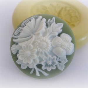Fondant Mold Flower Cameo Cabochon Resin Polymer Clay Gum Paste Mould