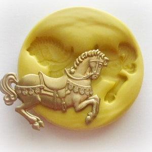 Carousel Horse Mold Mould Resin Clay Fondant Jewelry Charms Flexible Molds image 4