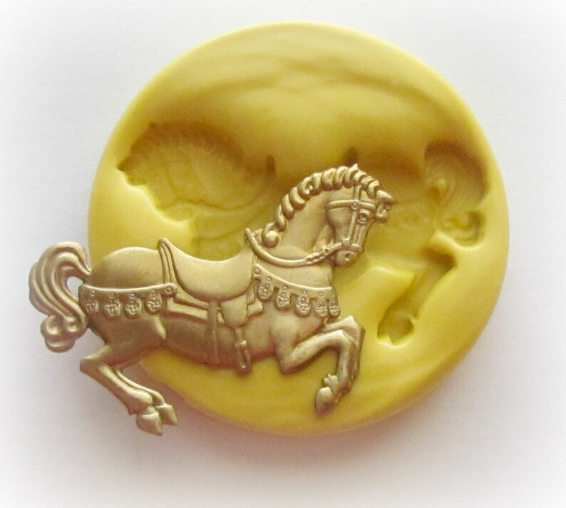 Carousel Horse Mold Mould Resin Clay Fondant Jewelry Charms Flexible Molds image 4