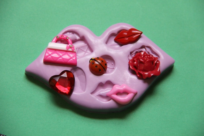 Silicone Purse Mold Lips Mold Heart Purse Ladybug Rose Silicone Molds Resin Polymer Clay Fondant Clay Molds Fondant Chocolate Molds