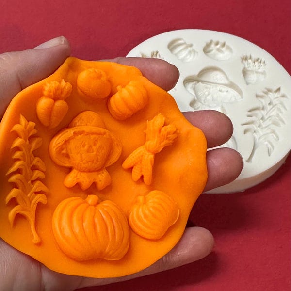 Moldes de silicona para cabujón de otoño, arcilla, resina, cera, fondant, chocolate, bricolaje, joyería, dijes, calabaza, maíz