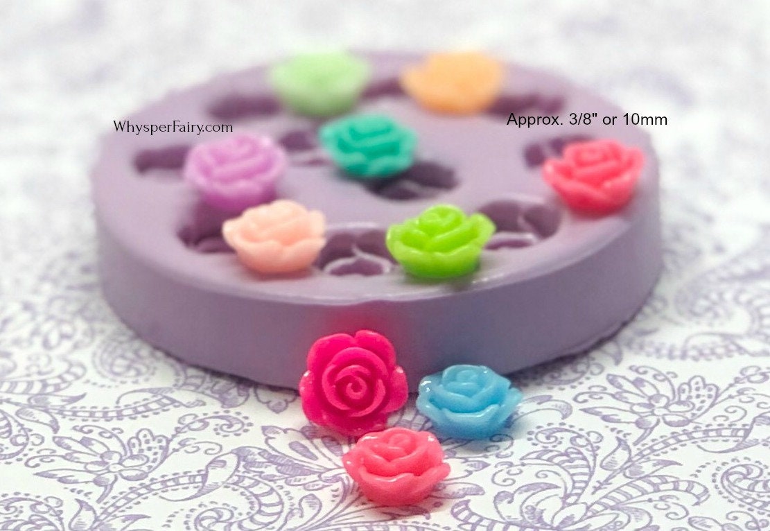 Small Rose Molds Silicone Tiny Rose Mold 10mm Flower Molds Resin Cabochon  Moulds Fondant Chocolate Polymer Clay Resin 