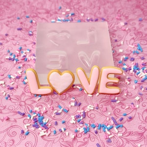 Love Letters Valentine Silicone Molds Chocolate Soap Wax Resin Clay Freeze and Fuse Fondant