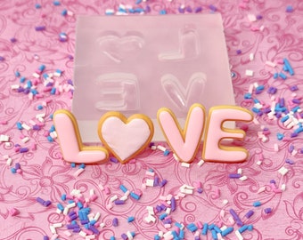 Love Letters Valentine Silicone Molds Chocolate Soap Wax Resin Clay Freeze and Fuse Fondant