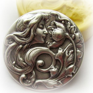 Goddess Fairy Molds Art Nouveau DIY Jewelry Mould 38mm SIlicone Mould Resin PMC Polymer Clay image 2