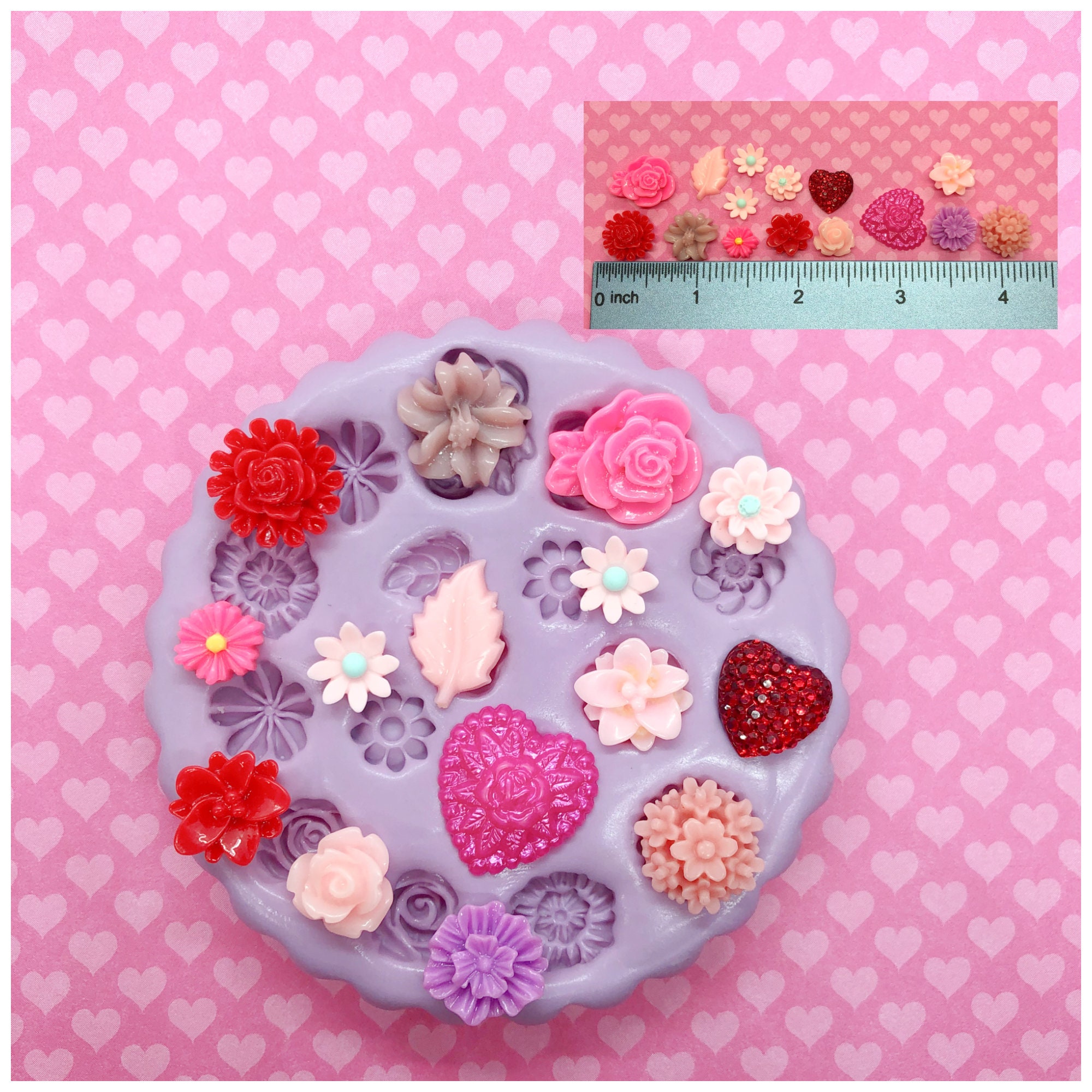 Small Flower Molds Heart Leaf Mold Flower Cabochon Molds Etsy