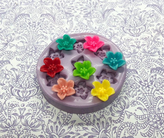 Small Lilly Molds Silicone Tiny Rose Mold 14mm Flower Molds Resin