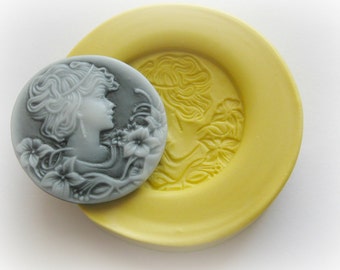 Lady Cameo Mold Flower Girl Victorian Clay Candy Resin Mold