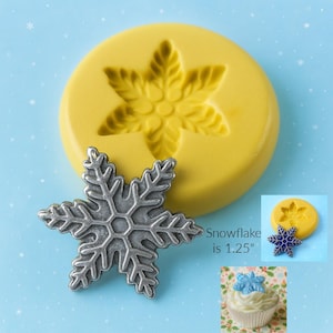 Snowflake Mold 1.25 Inches Resin Clay Fondant Wax Soap Miniature Sweet Flower Victorian Jewelry Charms Flexible Molds