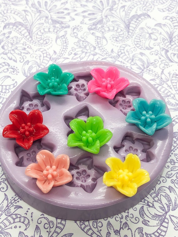 Small Lilly Molds Silicone Tiny Rose Mold 14mm Flower Molds Resin