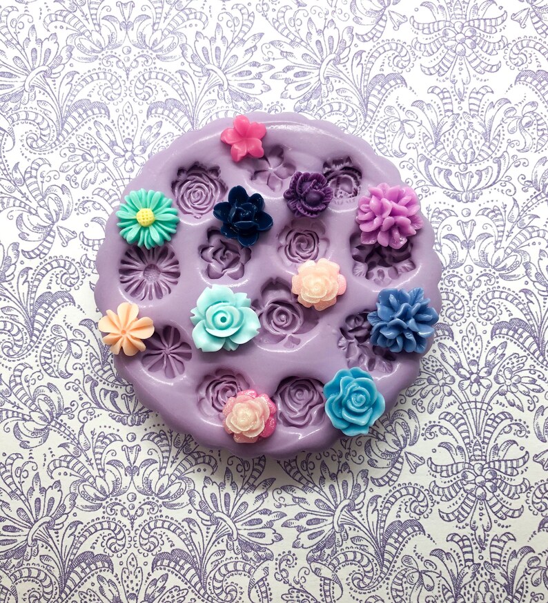 Flower Cabochon Mold Silicone Flexible Resin Mold Polymer Clay Fondant Mold 