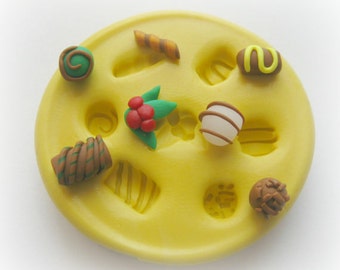 Miniatures Dollhouse Candy Mold Silicone Tiny Food Sweets Christmas Molds Polymer Clay Resin Molds 1:12 Scale