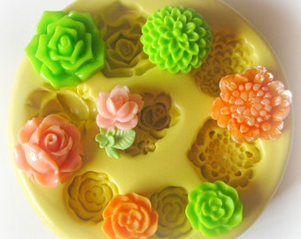 Cabochon Flower Mold Resin Handmade Clay Silicone Flexible Flower Mould