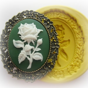 Flower Cameo Mold Silicone Cameo Frame Flexible Mould Polymer Clay Molds Bild 1