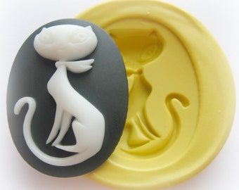 Siamese Cat Cameo 30x40 Mold Flexible Kitty Mould Clay Resin