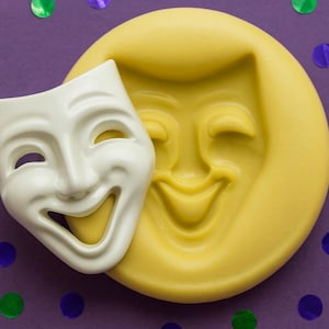 Comedy Mask Small Mold Polymer Clay Resin Fondant Silicone Molds Cabochon Jewelry Glass Fusing Chocolate Wax Cabochon DIY Jewelry