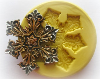 Snowflake Christmas Mold Mould Resin Clay Fondant Wax Soap Miniature Victorian Jewelry Charms Flexible Molds