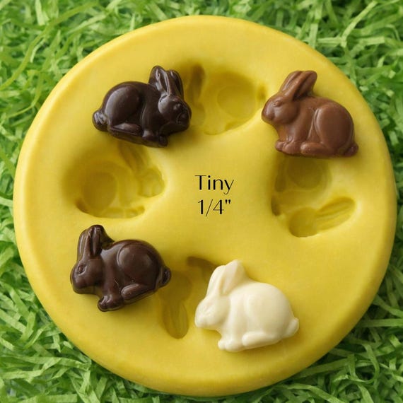 Small Easter Bunny Dollhouse Tiny Rabbit Mold Polymer Clay Cabochon Mold Resin DIY Earrings